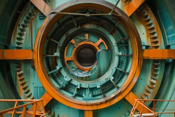 Showcasing the inner workings of hydropower turbines in motion, Psychedelic funk art