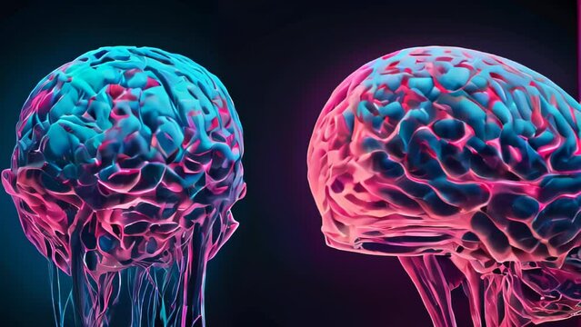 Human brain depicted in 3D, featured against a distinctive blue backlight, scientific imagery
