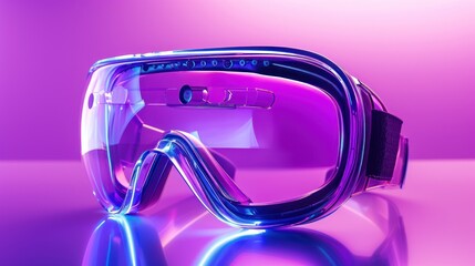 3D Glasses in purple color and light purple background