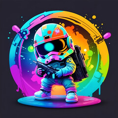 Colored baby character illustration hero on flat backround