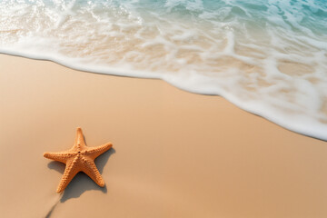 Fototapeta na wymiar An exquisite starfish rest upon the golden sands of a tranquil beach