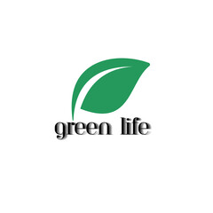 The word "green life" for logo design. Graphic design for t-shirt prints, mug prints, gift & souvenirs prints and appropriate print media. Vector and illustration.