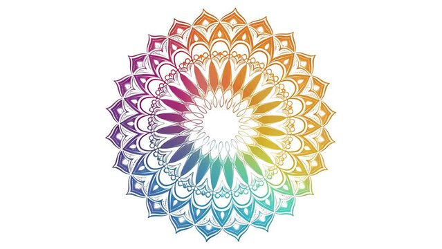 Gradient mandala Islamic ornament rotation on a white background. Opening frame video Islam.
