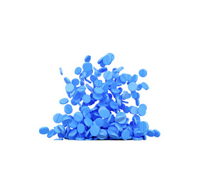 3d Blue Rounded Medical Pills Falling On White Background Healthcare Concept 3d Illustration