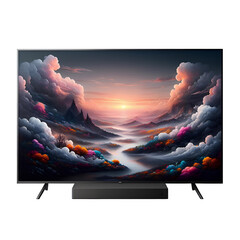 large modern black TV isolated on white background