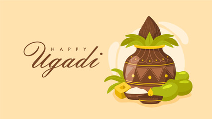 Obraz premium happy ugadi background template vector