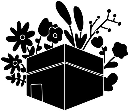 black kaaba with flowers clip art preview
