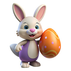 3d a rabbit inside a cracked easter egg