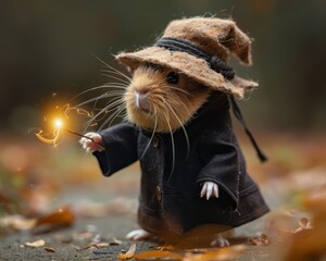 Whiskered Whisk, The Guinea Pig Wizard Sashimi - Magical Chef Concocting Miniature Spells - obrazy, fototapety, plakaty
