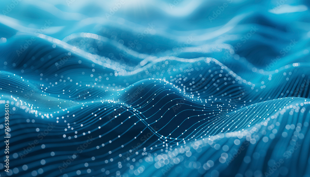 Aufkleber futuristic digital wave energy flow in blue abstract background, a blue wave with a lot of lines and