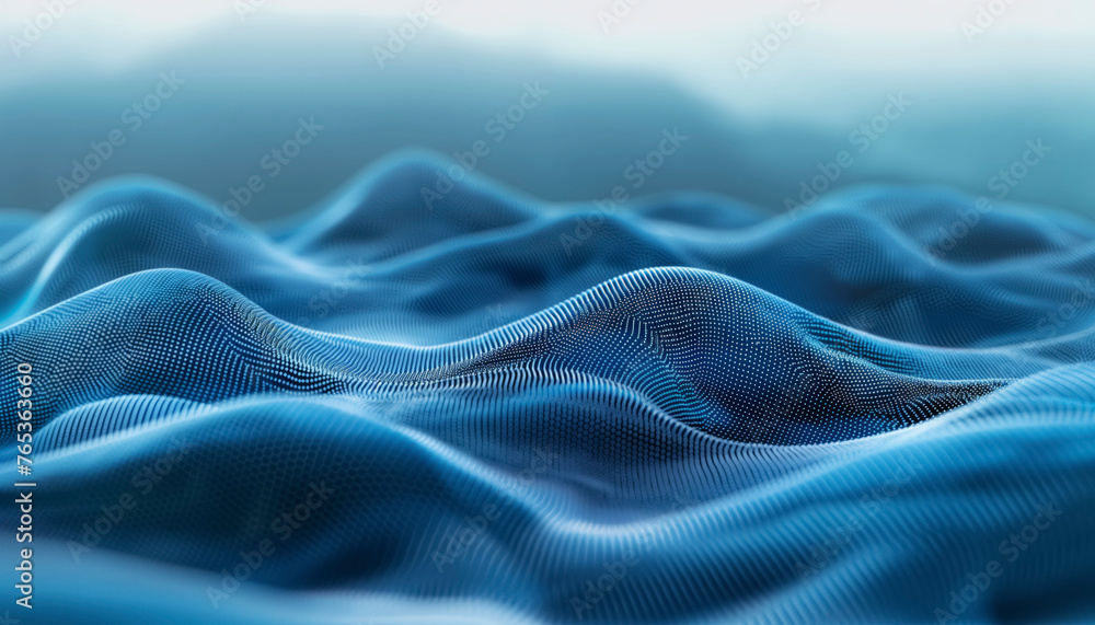Poster futuristic digital wave energy flow in blue abstract background, a blue wave with a lot of lines and