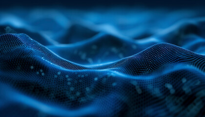 Futuristic digital wave energy flow in blue abstract background, A blue wave with a lot of lines...