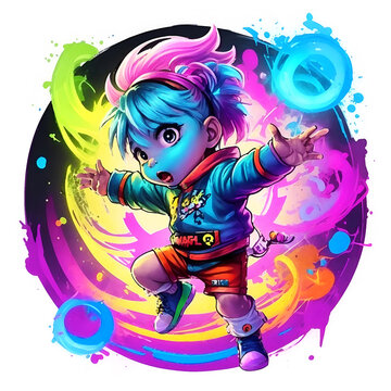 Colored baby character illustration hero on flat backround