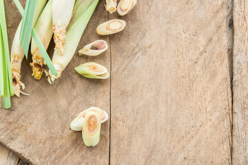 Lemon grass on wooden background
