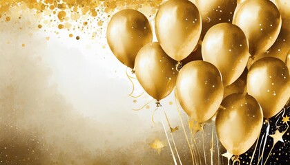 party invitation card background with golden balloons free copy space for text