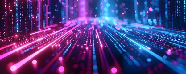 Obraz premium Digital futuristic technology abstract banner background Electronic circuit line illuminated by vibrant neon lights, forming a dynamic and interconnected network of systems