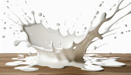 spilled milk splash isolated on white background