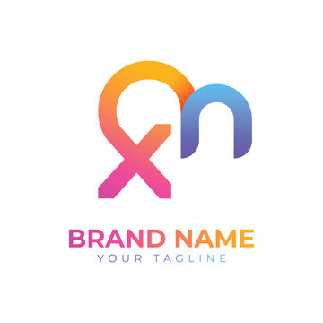 Letter xn colorful logo, vector gradient logo design template 