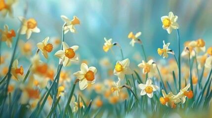Fototapeta premium Yellow daffodils flower In early spring.