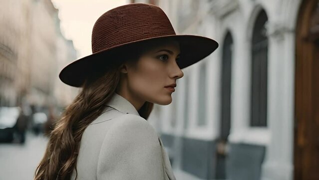 Woman wearing hat in the city