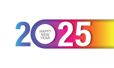 Happy New Year 2025 greeting card design template.