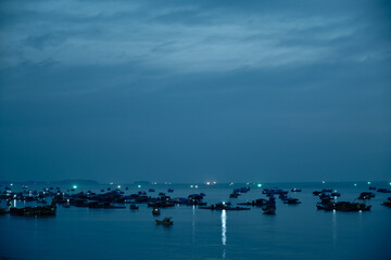 Vietnamese fishing boats at night.