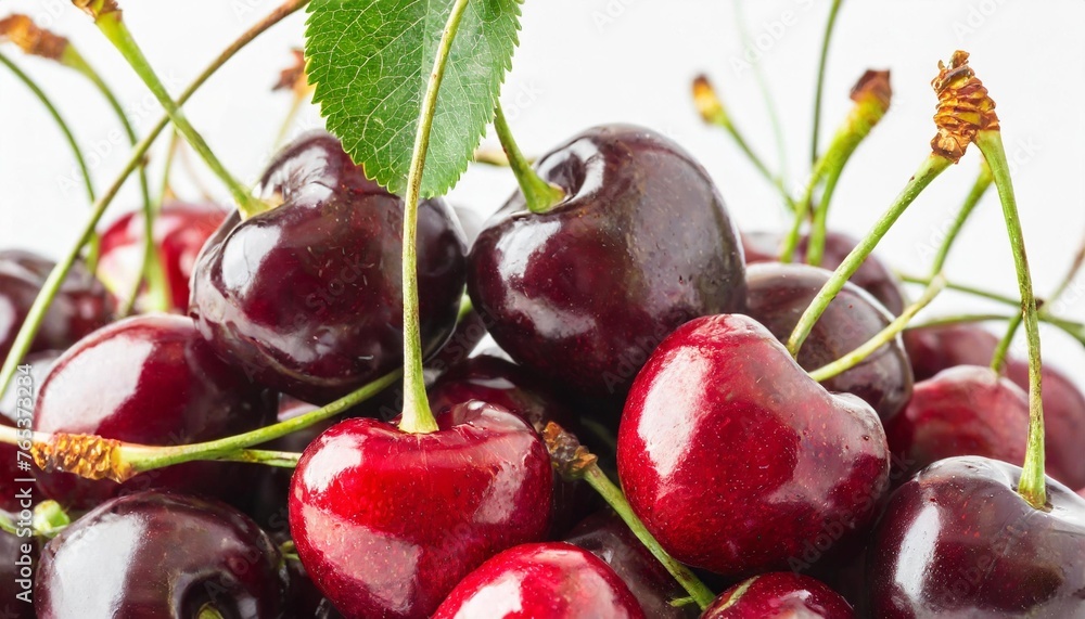 Wall mural fruit pattern of cherries isolated on white background