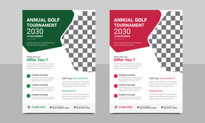 Golf Tournament Flyer Layout Template Design.