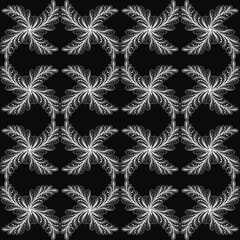 Abstract, Doodle, Doodle abstract lines consist of lines, curved soft line patterns. Composed in the shape of a leaf, art, white line with a black background.