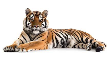 tiger isolated on white background, copy space 