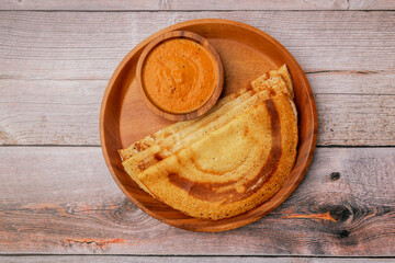 South Indian food set dosa with tomato chutney. Also called nice set dosa. Homemade Dosa, dhosa,...