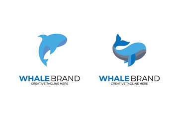 Cute Blue Whale Animal Logo Template icon