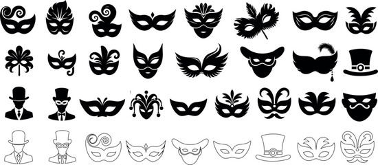 masquerade masks Vector icon collection, perfect masquerade vector icon for event invitations, posters, graphic design projects