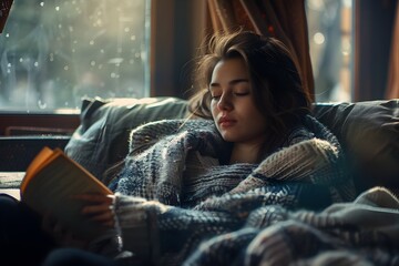 Obraz premium Finding Solace in Stillness: A Moment of Tranquility through Reading and Reflection