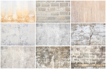 Set of grunge wall background and texture