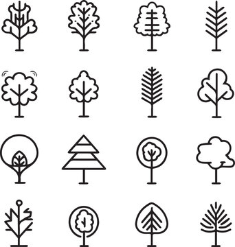 Minimal Trees vector line icon sets 