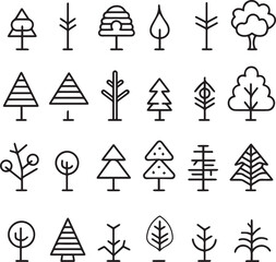 Minimal Trees vector line icon sets 