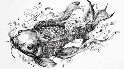 Fototapeta premium hand drawn sketch of a fish