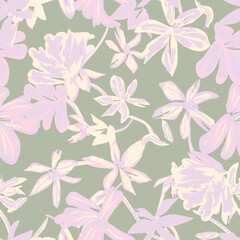 Neutral Colour Abstract Floral Seamless Pattern Design
