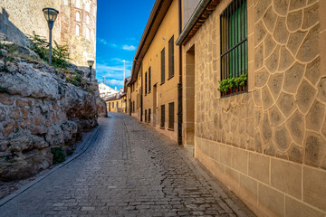 Medieval city streets in Segovia, Spain