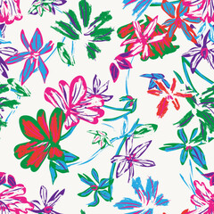 Colourful Abstract Floral Seamless Pattern Design
