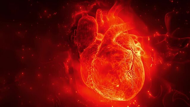 A magnified image of a fetal heart seen through AIenhanced ultrasound analysis allowing for early detection of potential heart defects and better management of the pregnancy.