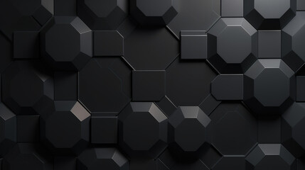 Fototapeta na wymiar Abstract dark hexagon pattern on black grey neon background technology style. Modern futuristic honeycomb concept.
