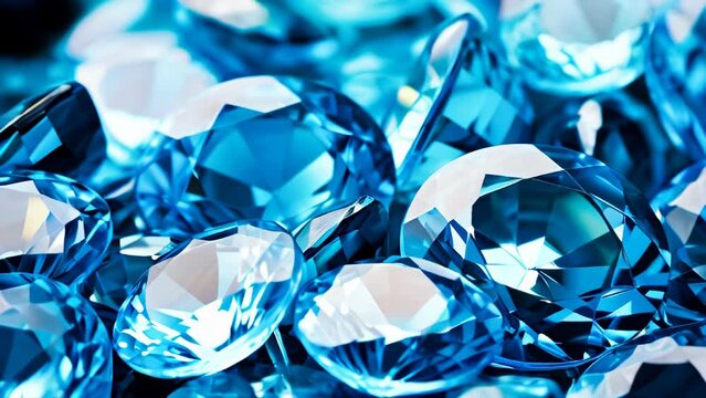 A large pile of blue gemstones, luxury concept