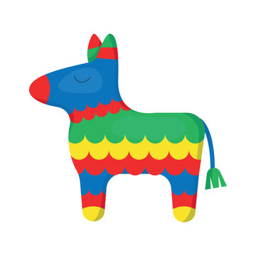 Funny colorful pinata in flat style