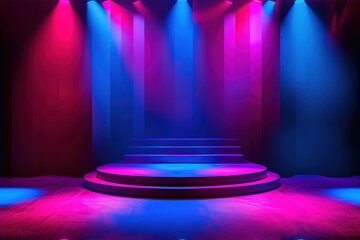 colored lighting or projections podium. - obrazy, fototapety, plakaty