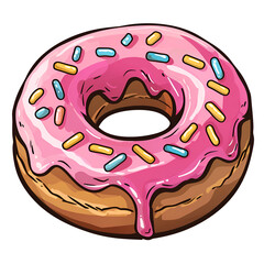 Cartoon Style Donut Logo Illustration No Background Perfect for Print on Demand