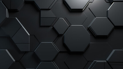 Abstract dark hexagon pattern on black grey neon background technology style. Modern futuristic...