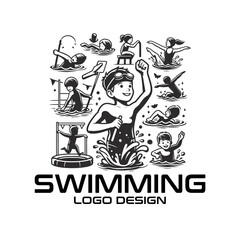 Swimming Vector Logo Design