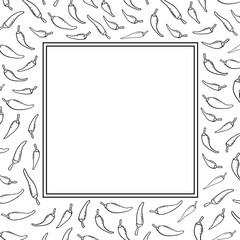 Frame of chilli pepper in hand drawn style